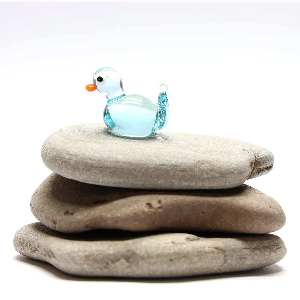 Pale Blue Transparent Glass Duck