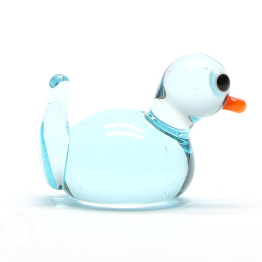 Pale Blue Transparent Glass Duck