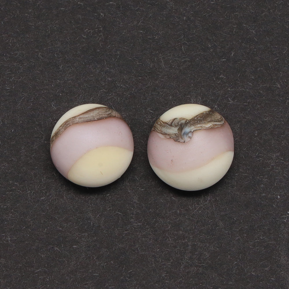 Frosted Pink and Ivory Glass Stud Earrings