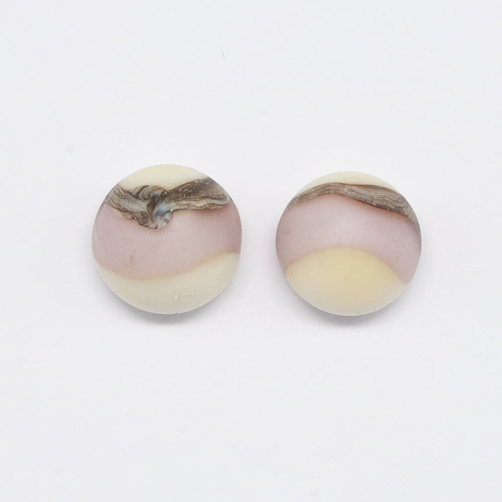 Frosted Pink and Ivory Glass Stud Earrings