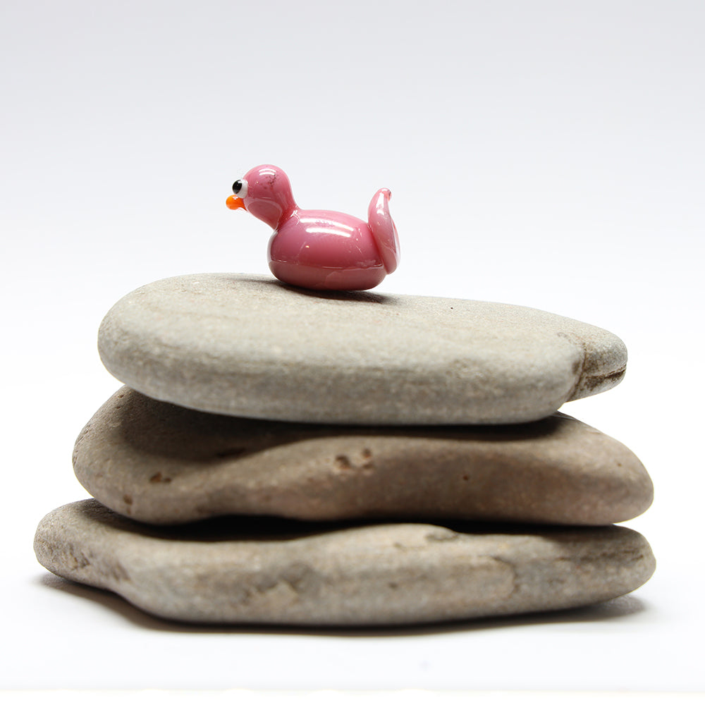 Pink Opaque Glass Duck