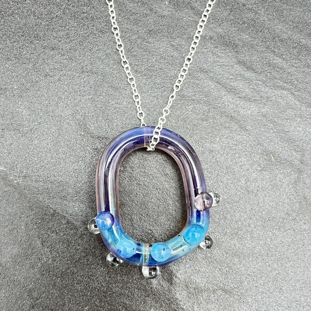 Purple Iris Water Droplet Glass Link Necklace