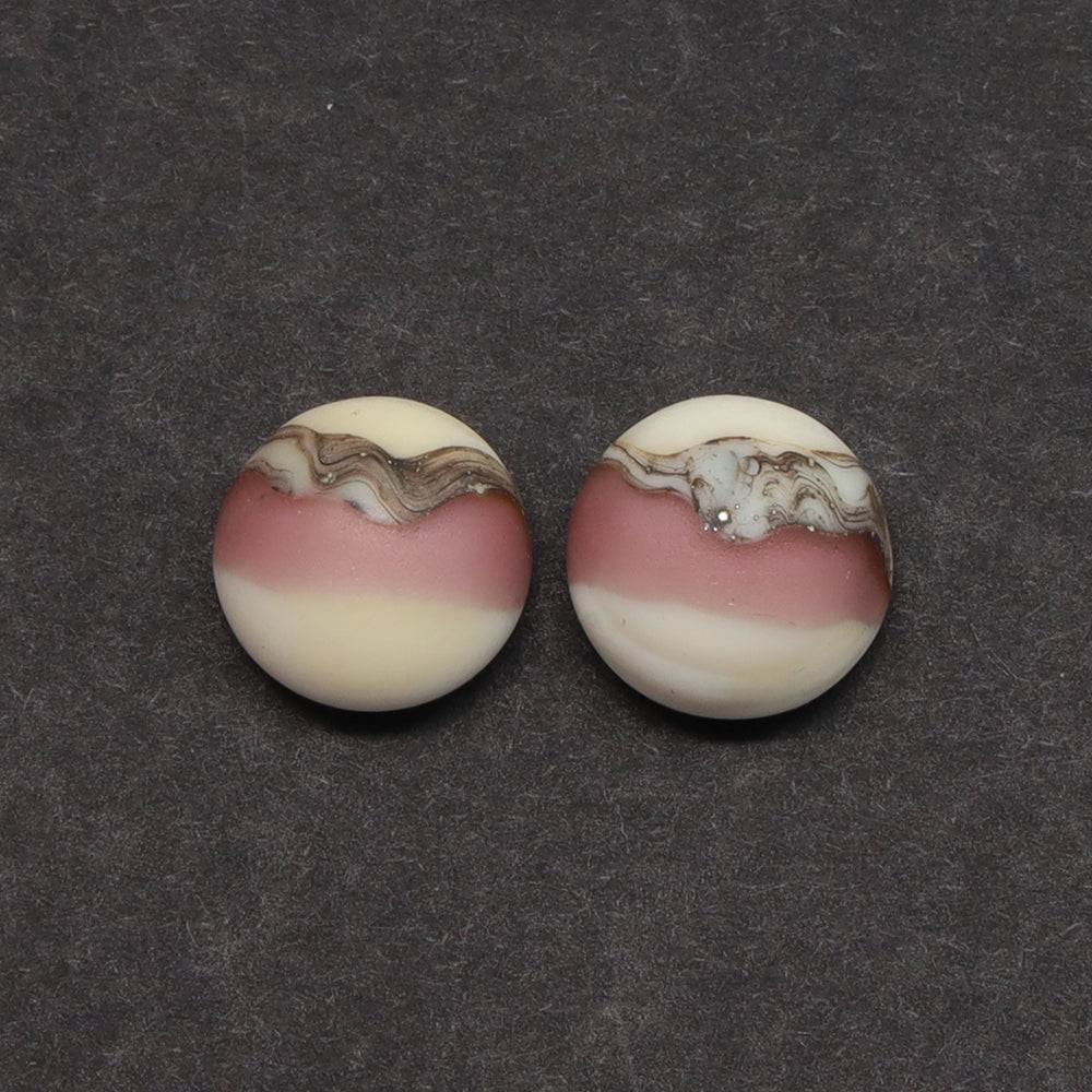 Frosted Purple and Ivory Glass Stud Earrings