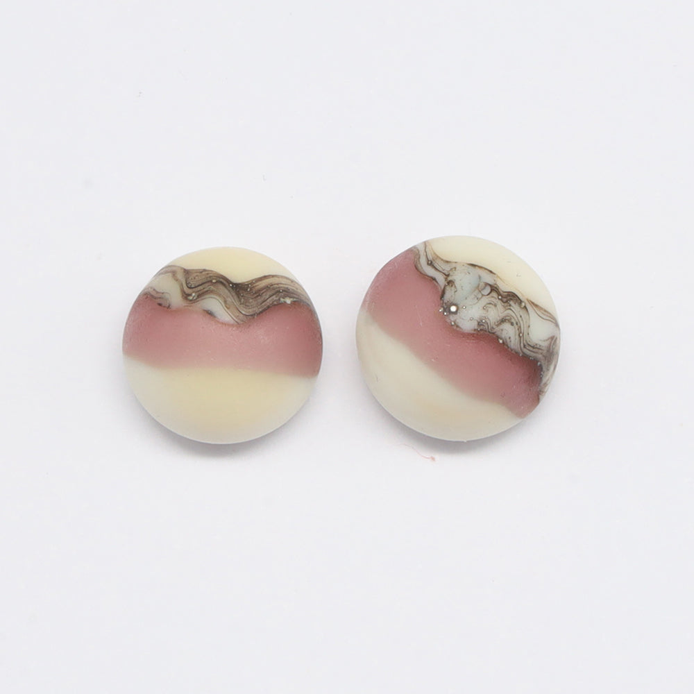 Frosted Purple and Ivory Glass Stud Earrings