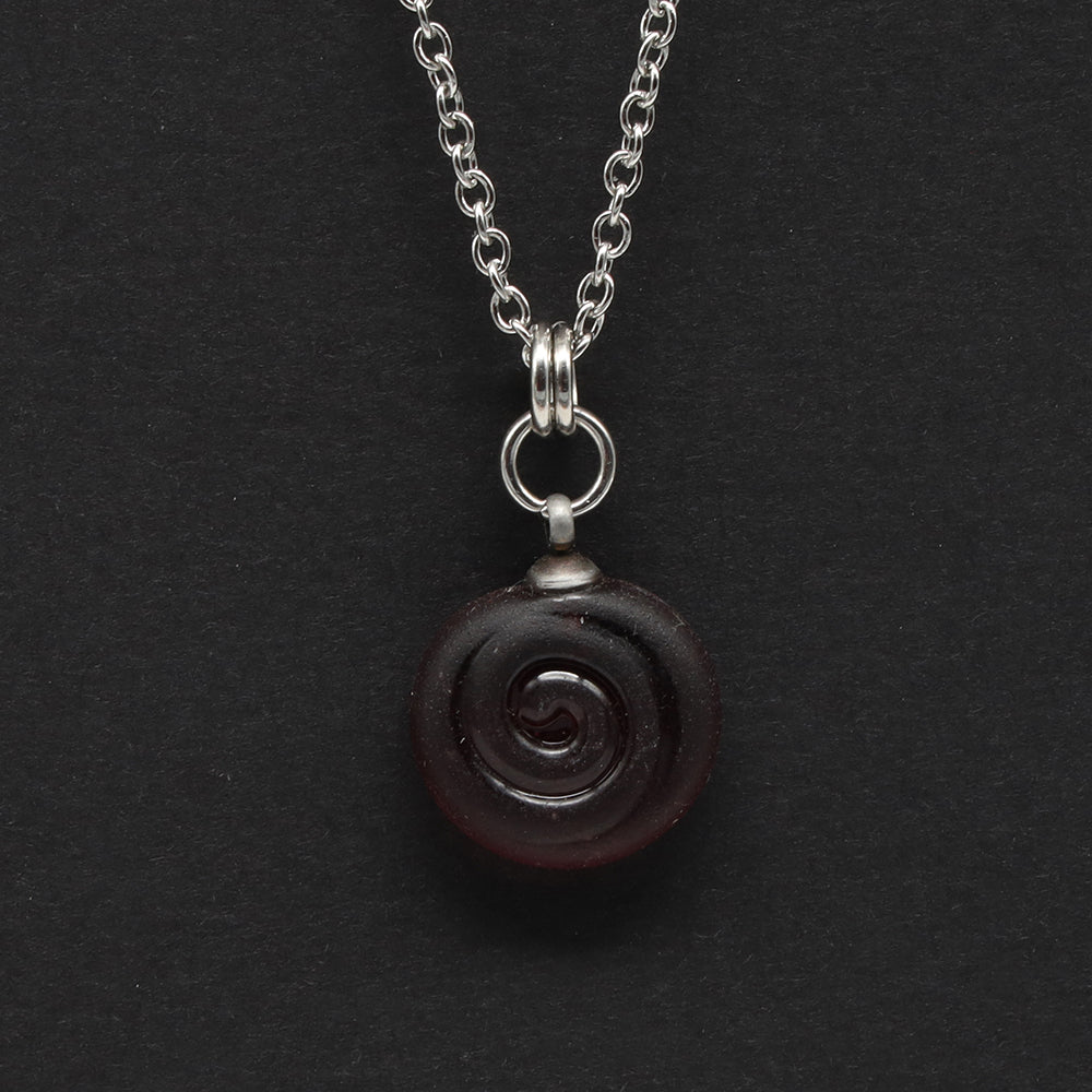 Frosted Purple Spiral Charm Stainless Steel Necklace