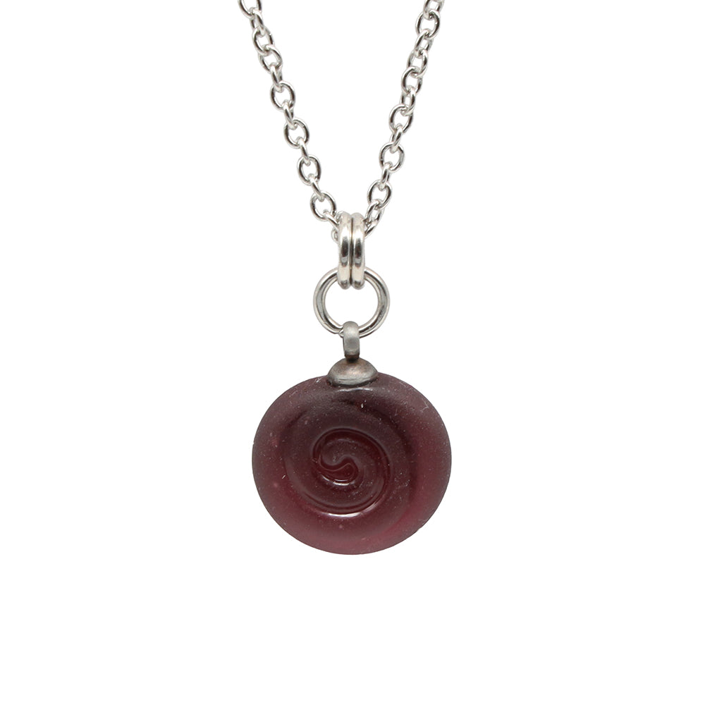 Frosted Purple Spiral Charm Stainless Steel Necklace
