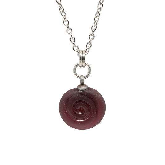 Frosted Purple Spiral Charm Stainless Steel Necklace
