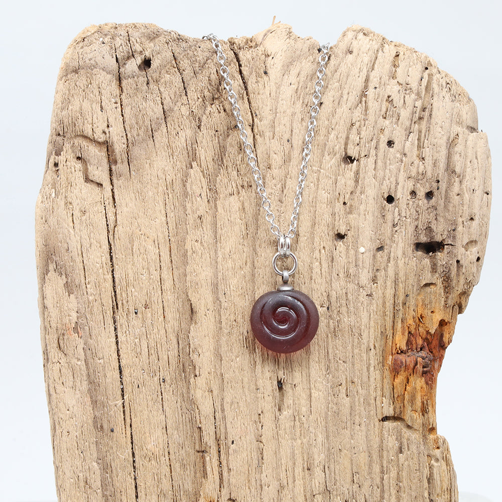 Frosted Purple Spiral Charm Stainless Steel Necklace