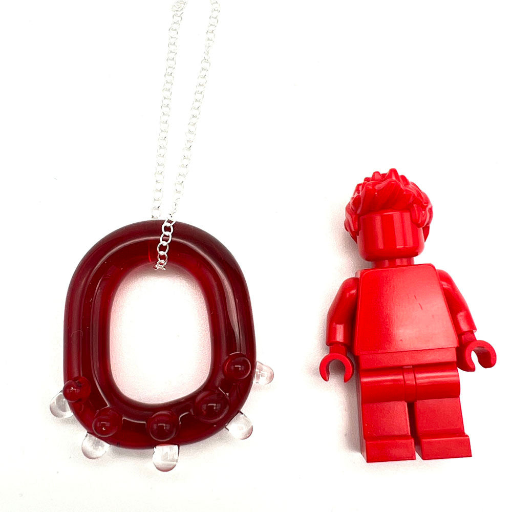 Red Water Droplet Glass Link Necklace