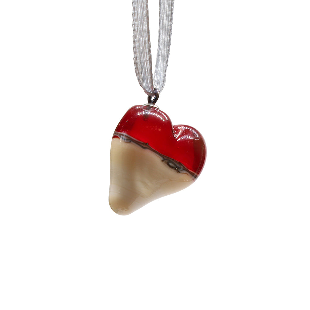 Tiny Glass Red Heart Hanging Decoration