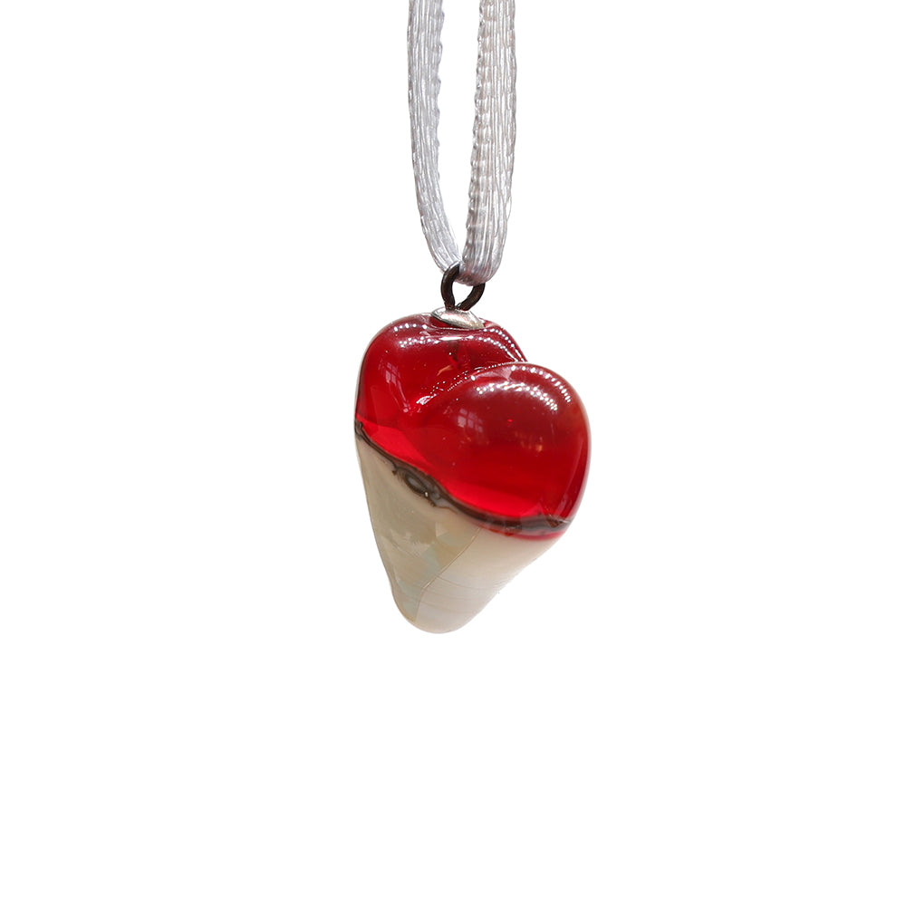 Tiny Glass Red Heart Hanging Decoration