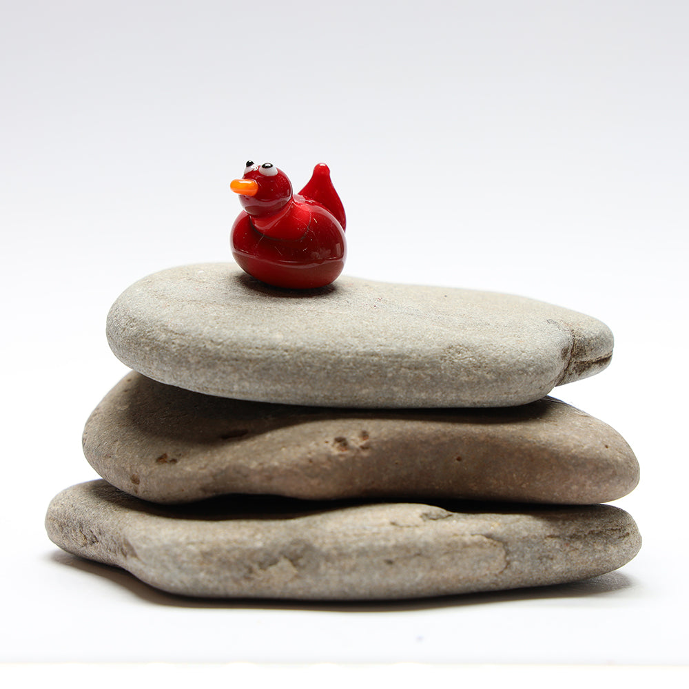 Red Opaque Glass Duck