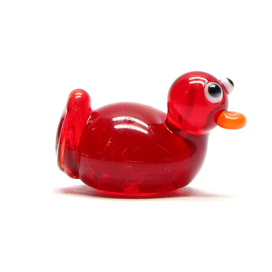 Red Transparent Glass Duck