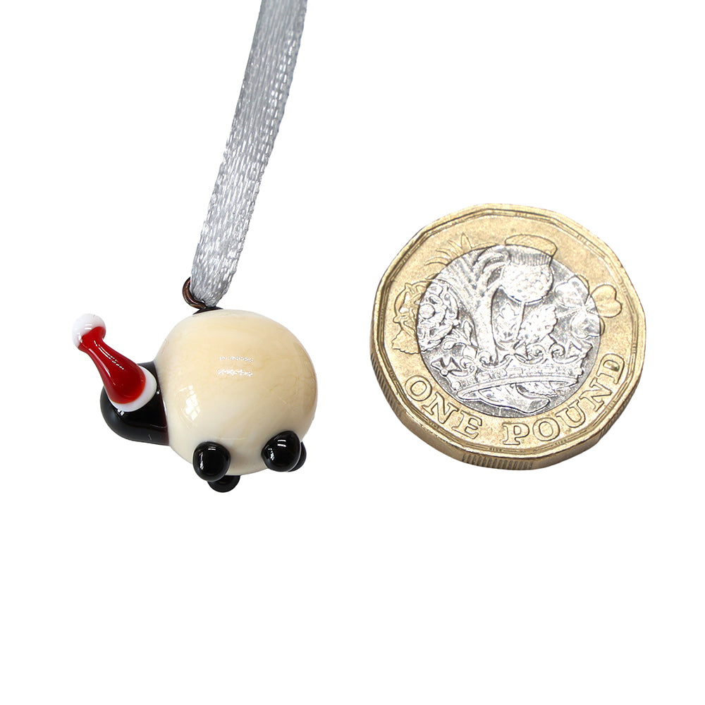 Tiny Glass Christmas Sheep Hanging Decoration
