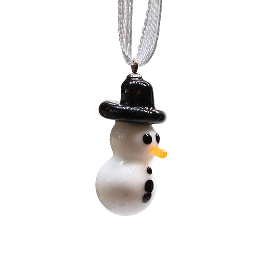 Tiny Glass Snowman Hanging Decoration