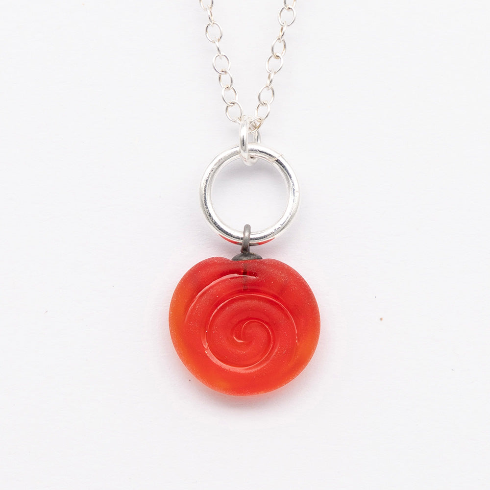 Frosted Orange Swirl Charm Necklace