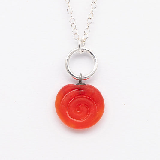 Frosted Orange Swirl Charm Necklace