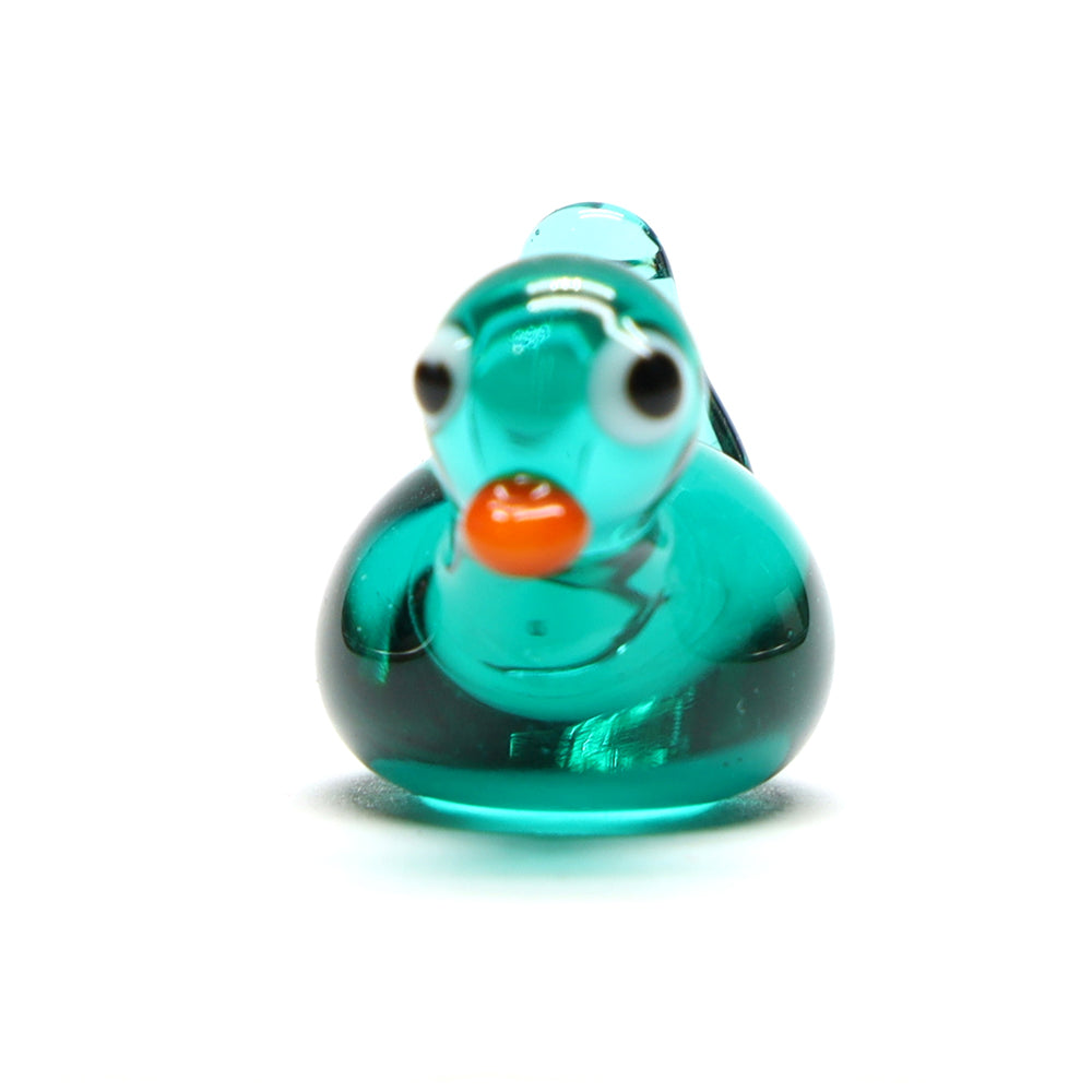 Teal Transparent Glass Duck