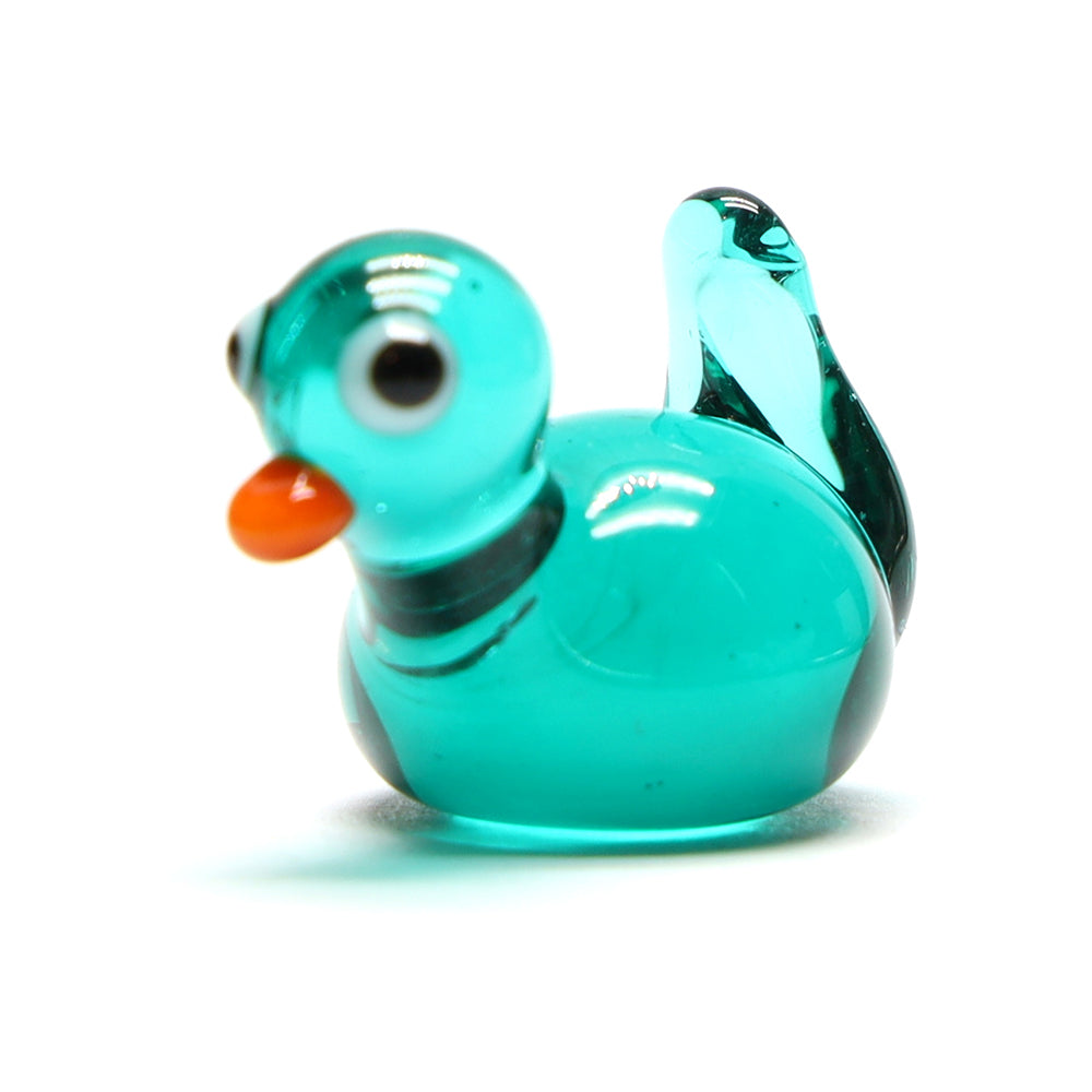 Teal Transparent Glass Duck