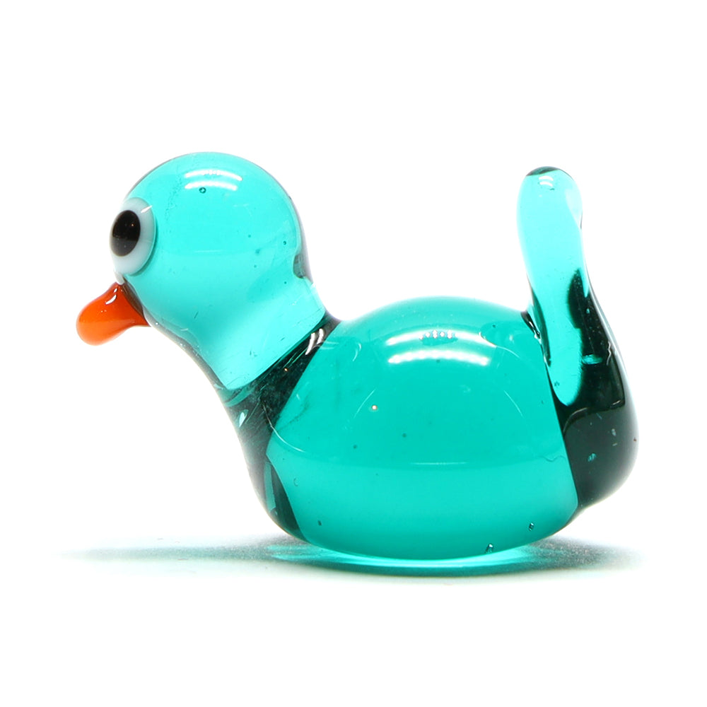Teal Transparent Glass Duck