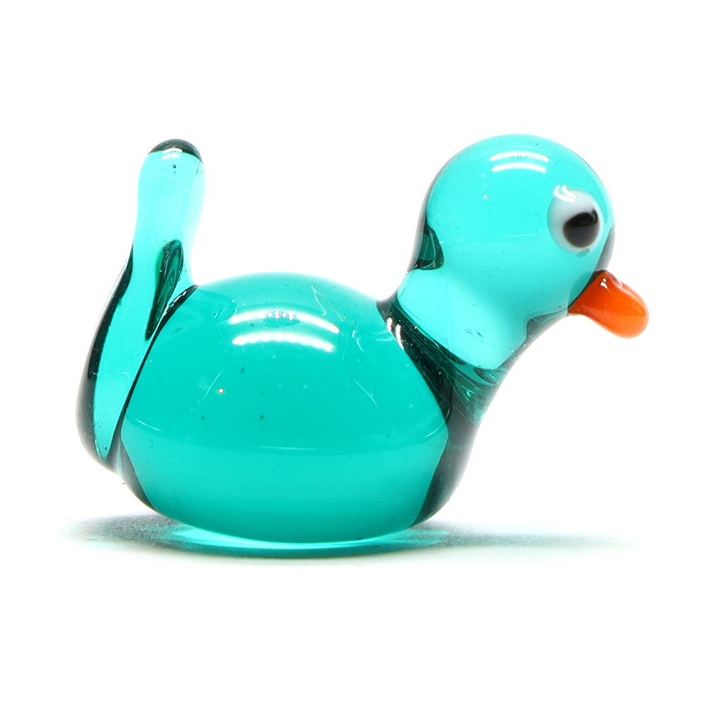 Teal Transparent Glass Duck