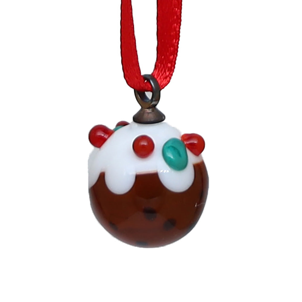 Tiny Glass Christmas Pudding Hanging Decoration