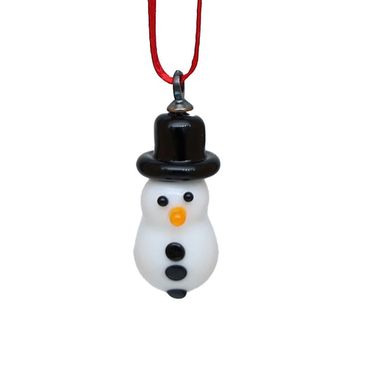 Tiny Glass Snowman Hanging Decoration