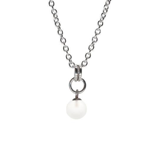 Frosted Clear Ball Charm Stainless Steel Necklace
