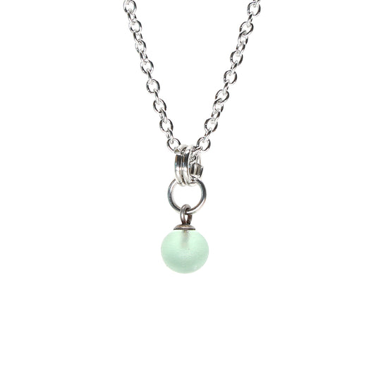 Frosted Grey Ball Charm Stainless Steel Necklace