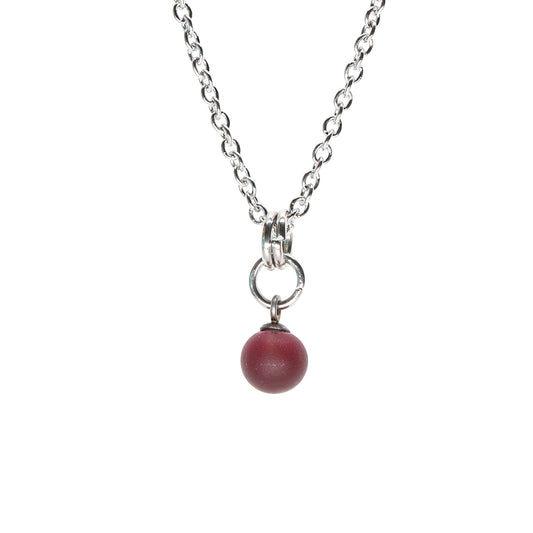 Frosted Purple Ball Charm Stainless Steel Necklace