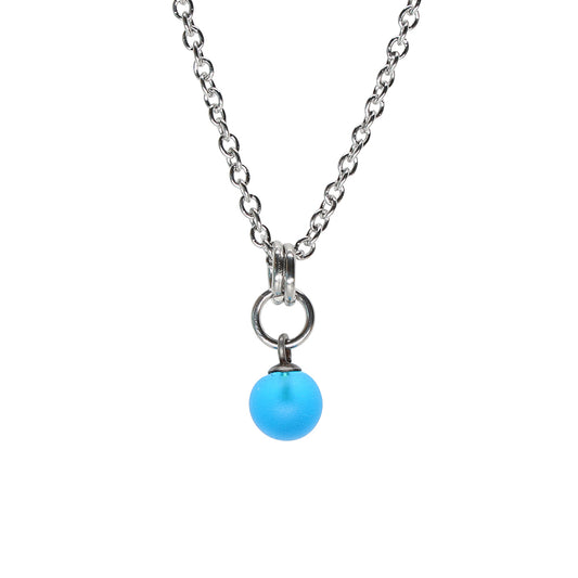 Frosted Turquoise Ball Charm Stainless Steel Necklace