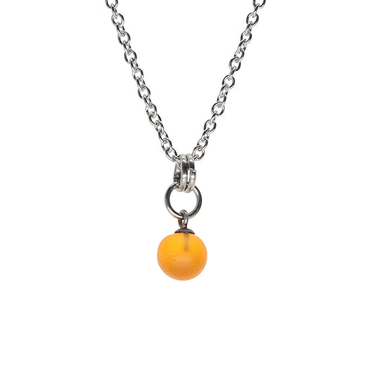 Frosted Yellow Ball Charm Stainless Steel Necklace