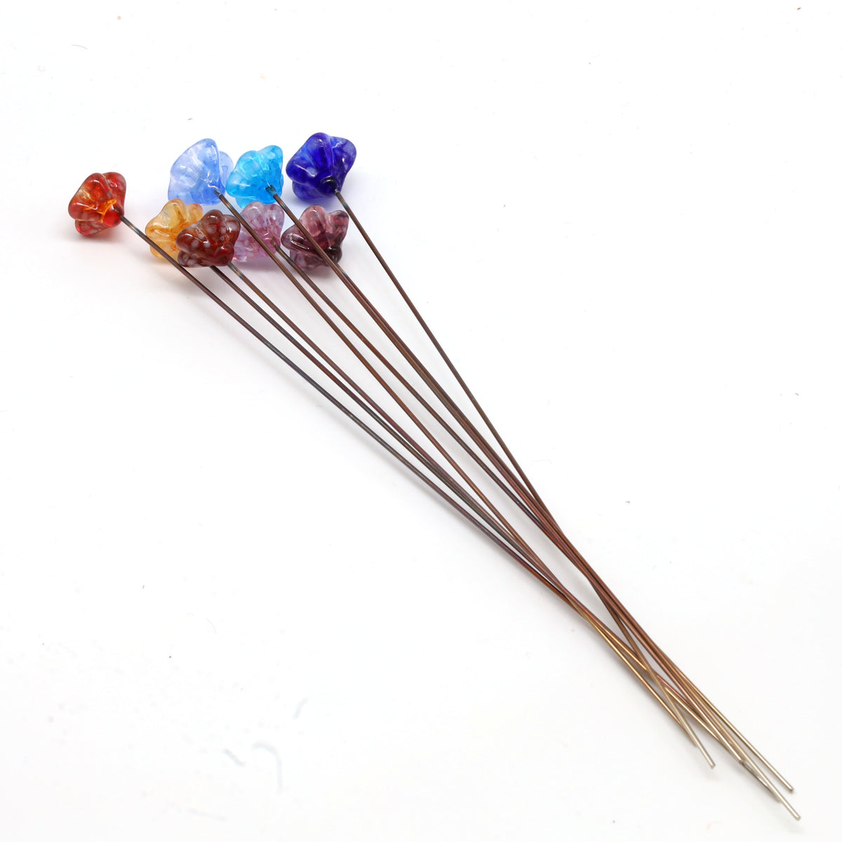Rainbow of Speckled Transparent Glass Star Flowers with Vase
