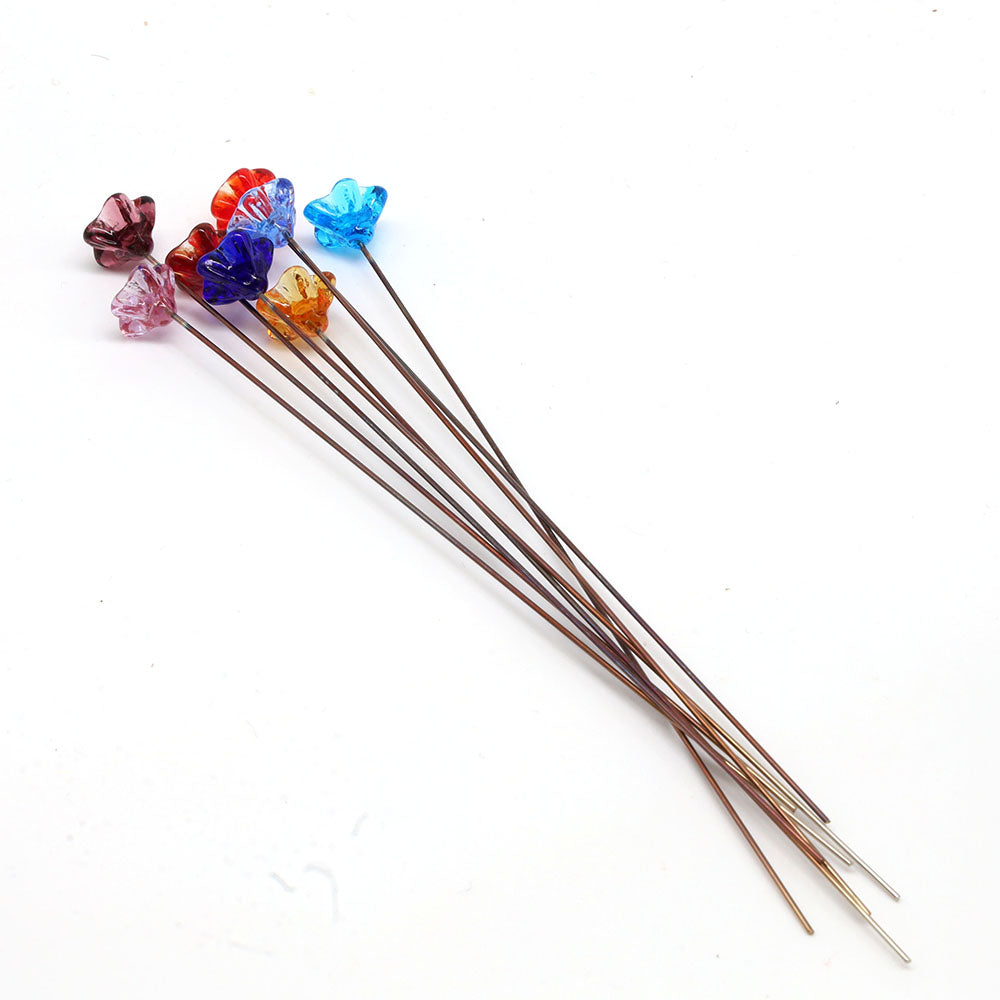 Rainbow of Transparent Glass Star Flowers with Vase