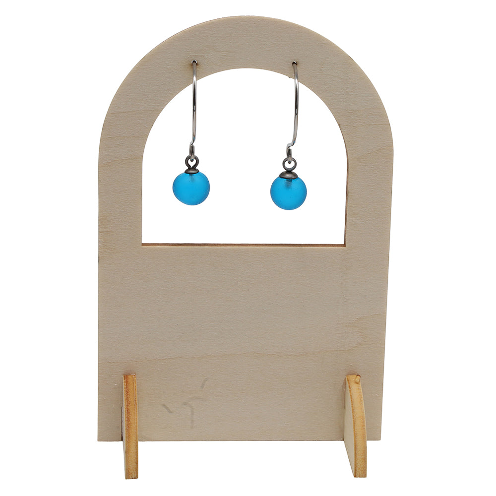 Frosted Turquoise Glass Hook Earrings