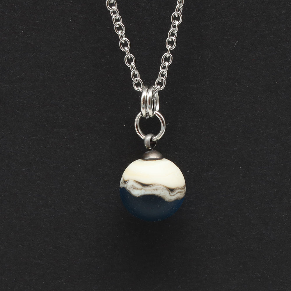 Turquoise and Ivory Sphere Charm Stainless Steel Necklace