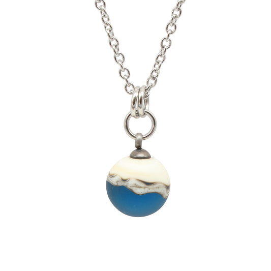 Turquoise and Ivory Sphere Charm Stainless Steel Necklace