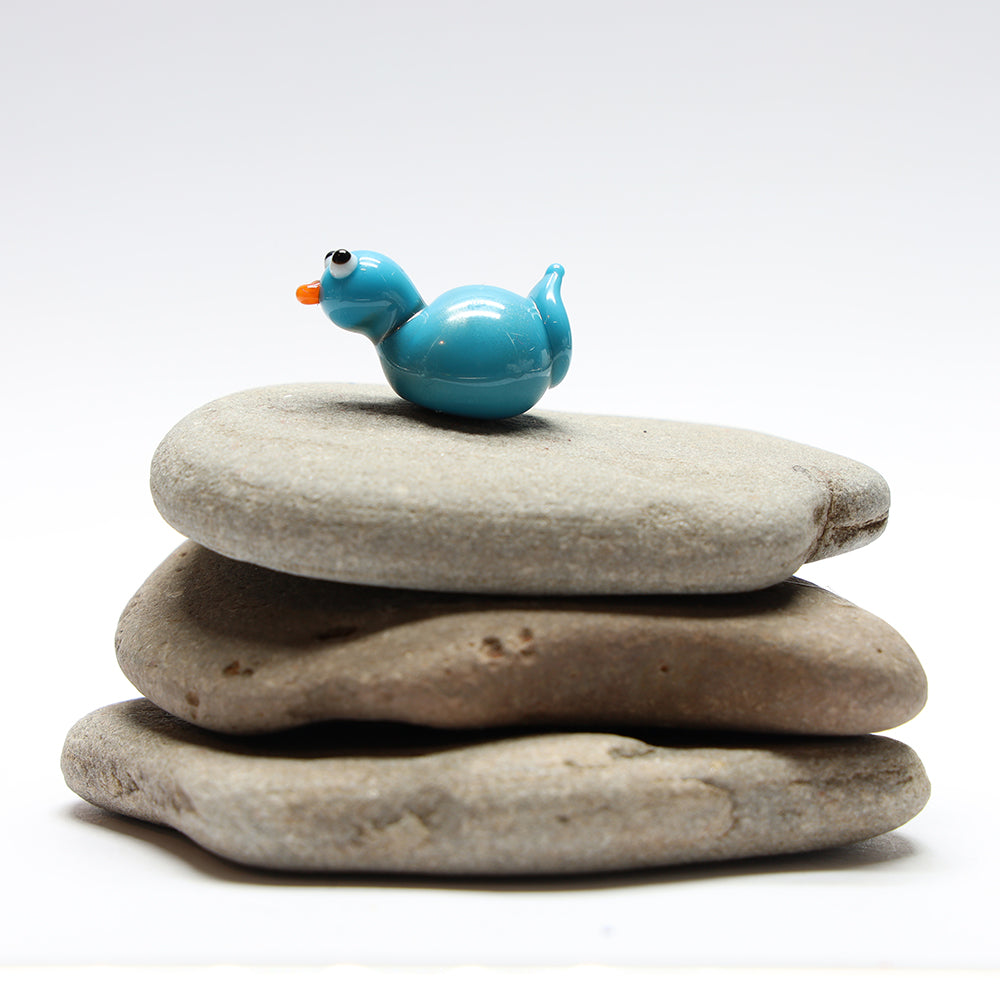 Turquoise Opaque Glass Duck