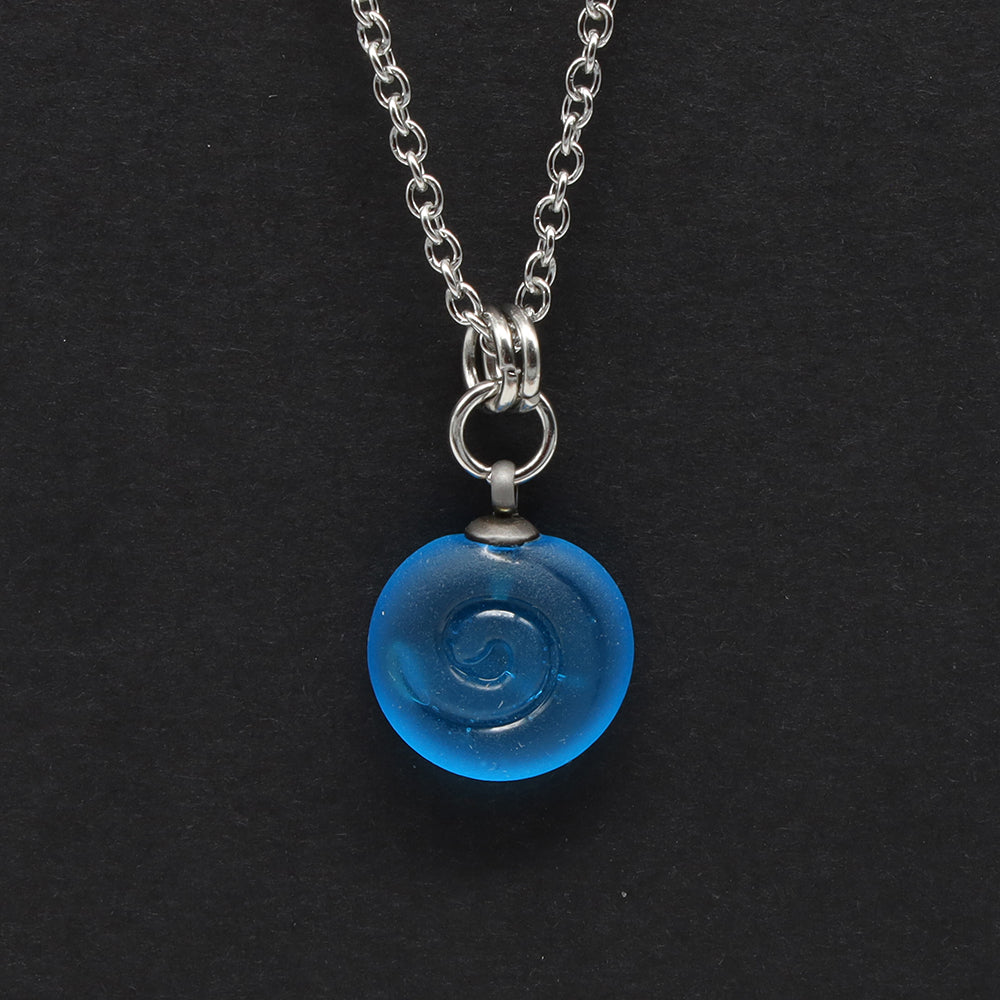 Frosted Turquoise Spiral Charm Stainless Steel Necklace