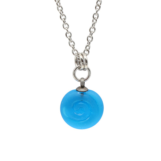 Frosted Turquoise Spiral Charm Stainless Steel Necklace