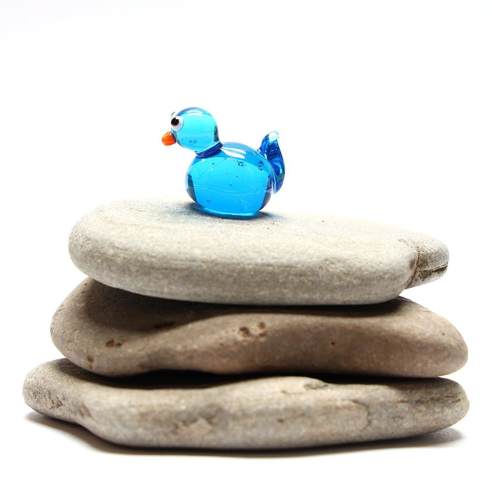 Turquoise Transparent Glass Duck