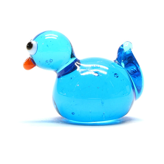 Turquoise Transparent Glass Duck