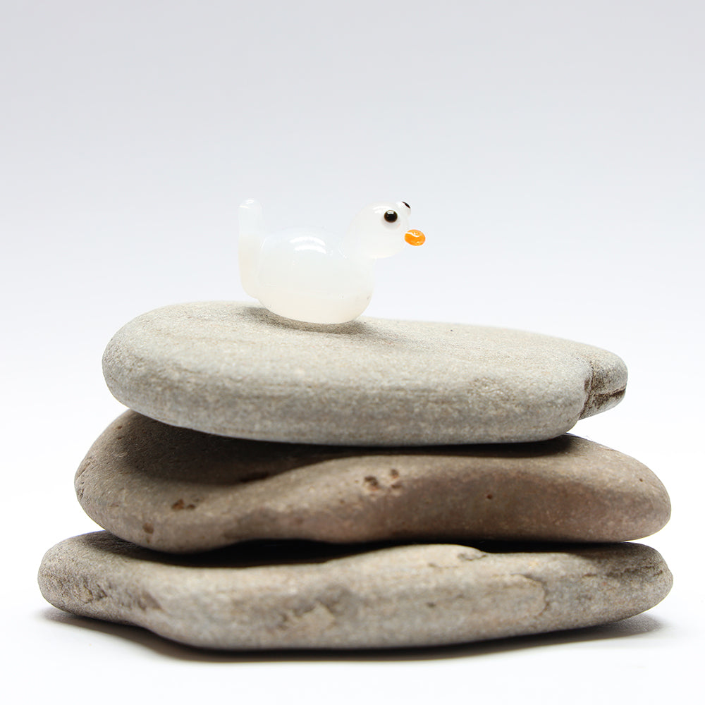 White Opal Glass Duck