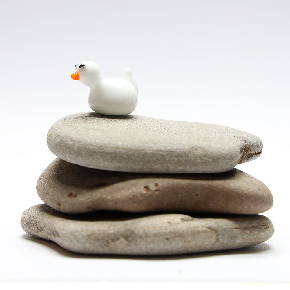 White Opaque Glass Duck