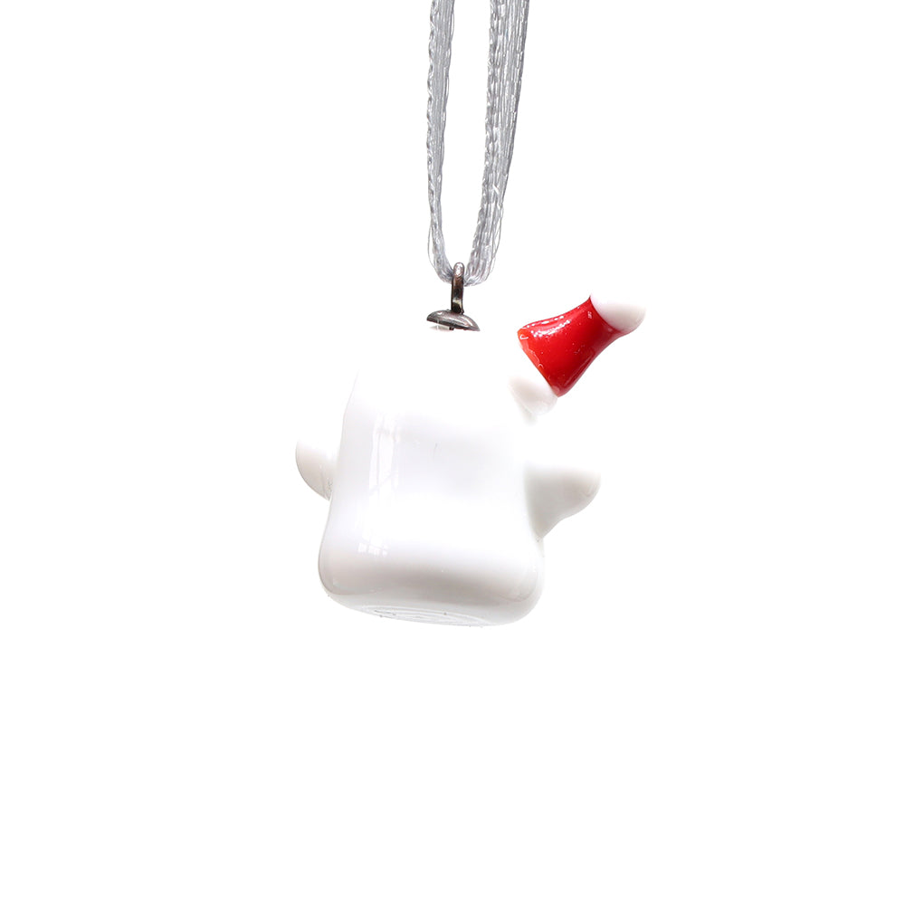 Tiny Glass Christmas Ghost with Santa Hat