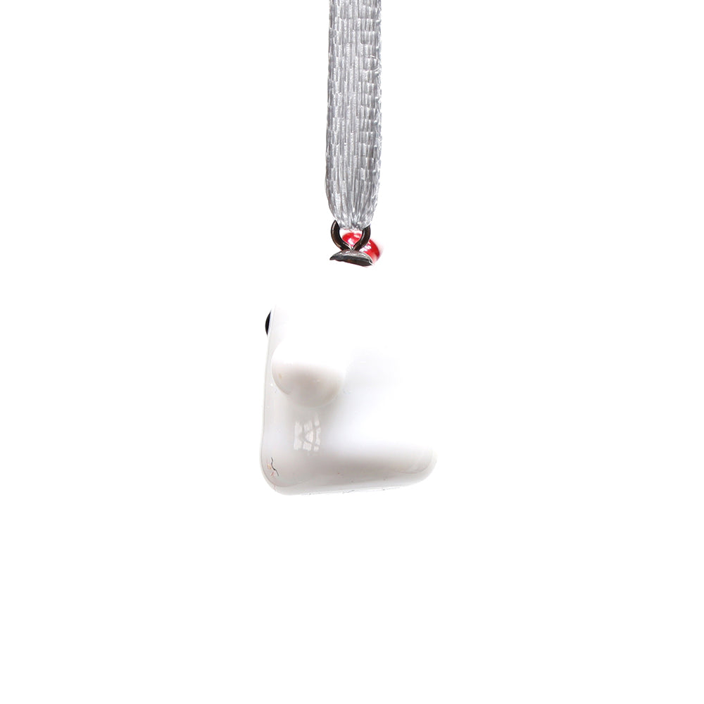 Tiny Glass Christmas Ghost with Santa Hat