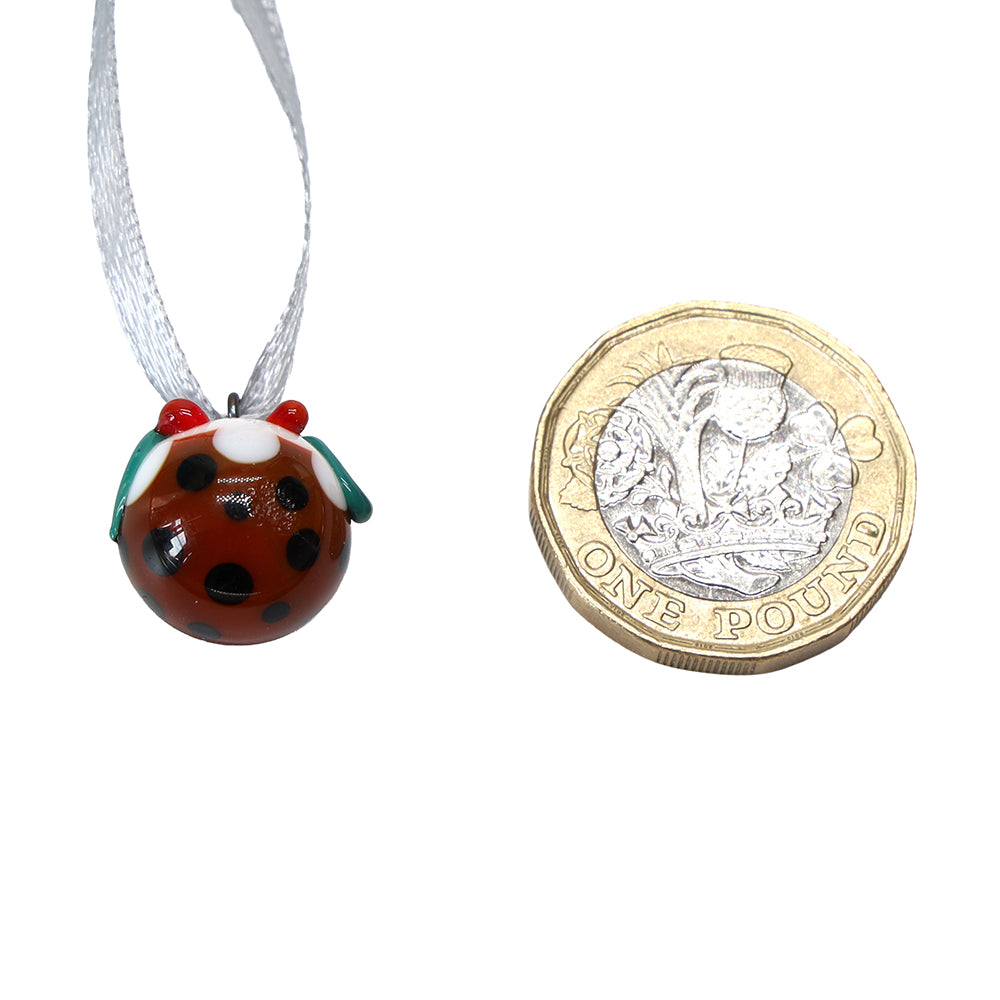 Tiny Glass Christmas Pudding Hanging Decoration