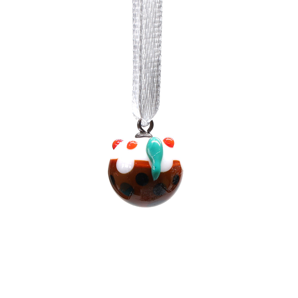 Tiny Glass Christmas Pudding Hanging Decoration