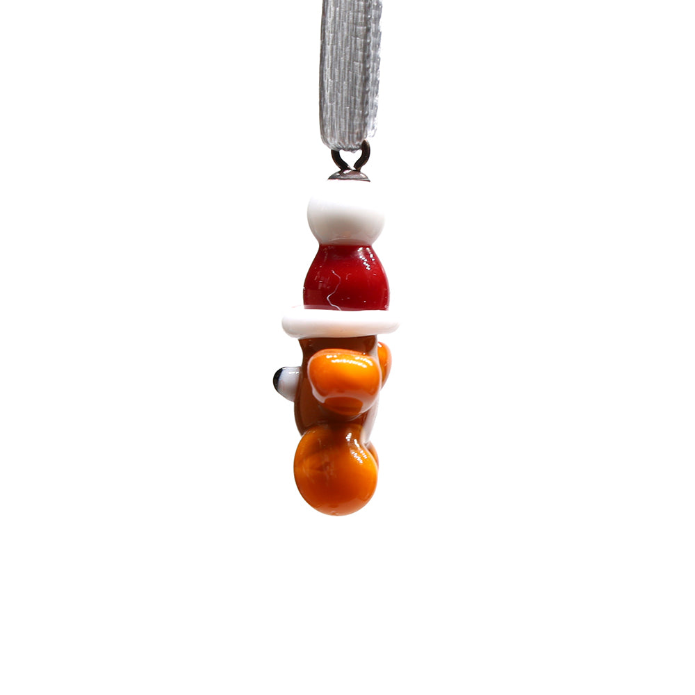 Tiny Glass Christmas Star with Santa Hat