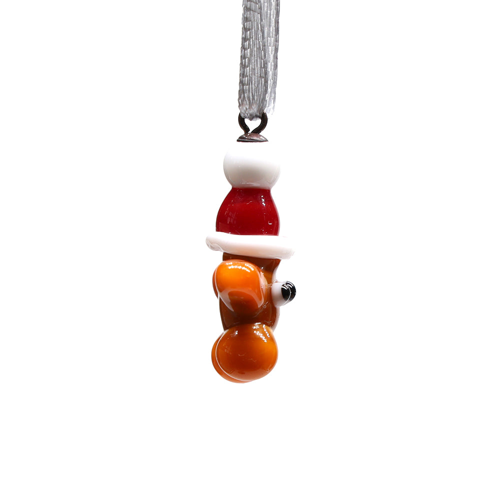 Tiny Glass Christmas Star with Santa Hat